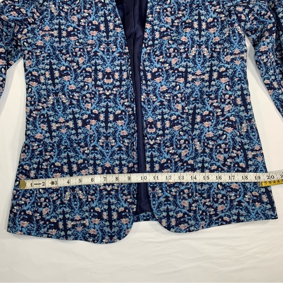 Forever 21 Blue Abstract Floral Open Front Blazer size M - Picture 2 of 10